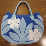 satin bag plumeria blue